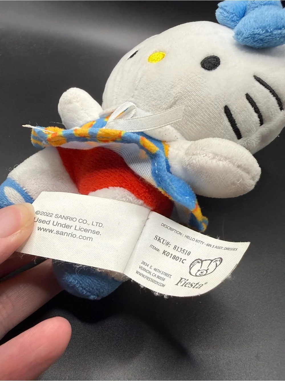 Hello Kitty Plush Pair — White & Black with Blue and Red Bows
